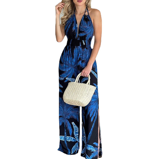 Damen eleganter Jumpsuit mit Spaghettiträgern und hohen Seitenschlitzen Heidi-Mode