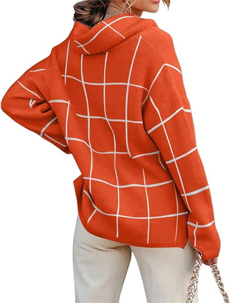 Damen Kariertes Hoodie mit Taschen und lässigem Schnitt Heidi-Mode