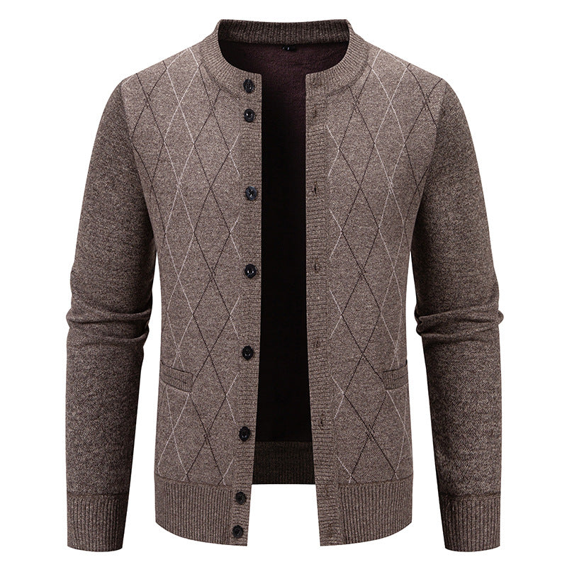 Herren Strickjacke mit modernem Rautenmuster Heidi-Mode