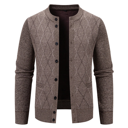 Herren Strickjacke mit modernem Rautenmuster Heidi-Mode