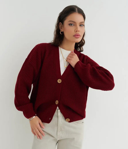 Damen lässige Strickjacke mit praktischen Knopfdetails und OHNE Einschränkung Heidi-Mode