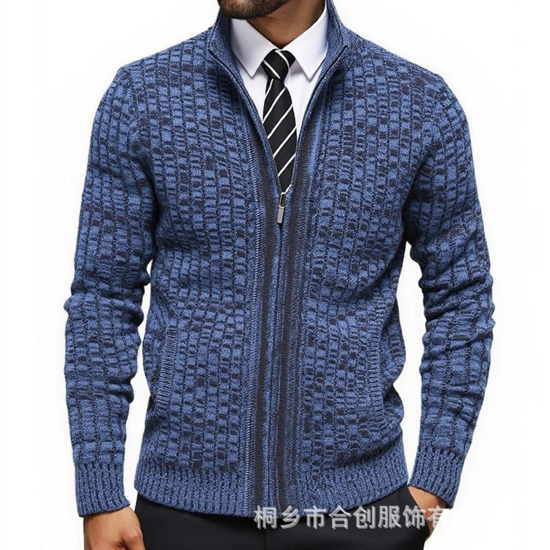 Herren strukturierte Strickjacke mit eleganter Zip-Front Heidi-Mode