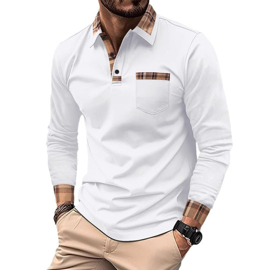 Herren Polohemden mit kariertem Kragen und Brusttasche Heidi-Mode