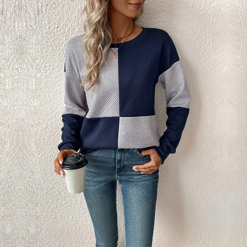 Damen gestreiftes Sweatshirt mit modischem Farbblockdesign Heidi-Mode