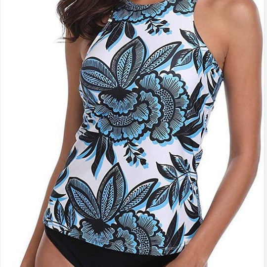 Damen Sportlicher Tankini mit elegantem Schnitt und floralem Design Heidi-Mode