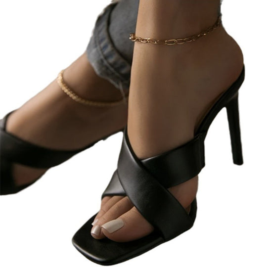 Damen High Heel Sandalen mit elegantem Kreuzriemen-Design und komfortablem Fußbett Heidi-Mode