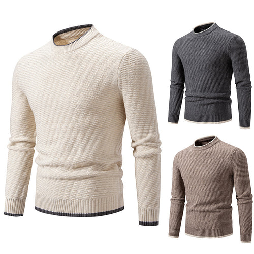 Herren strukturierter Pullover mit hochabschließendem Kragen Heidi-Mode