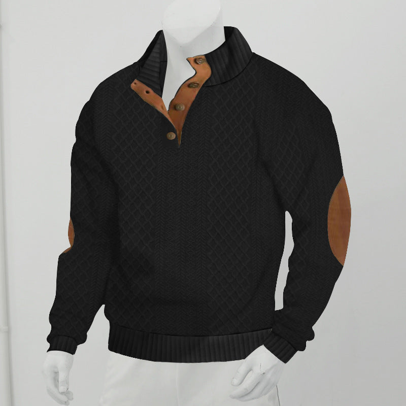 Herren Sweatshirt mit strukturiertem Strickmuster details Heidi-Mode