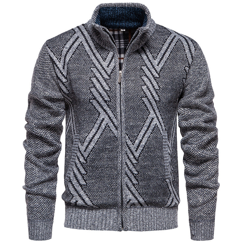 Herren sportliche Strickjacke mit modernem Zopfmuster Heidi-Mode