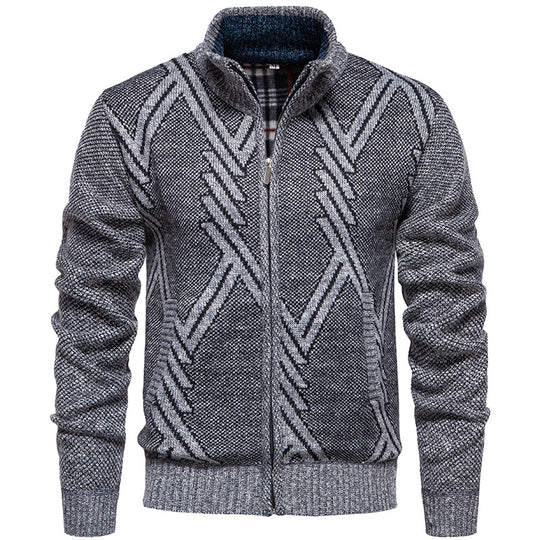 Herren sportliche Strickjacke mit modernem Zopfmuster Heidi-Mode