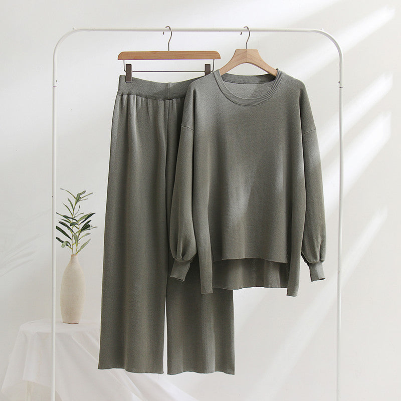 Damen lässiges Strickoberteil und Hose Set Heidi-Mode
