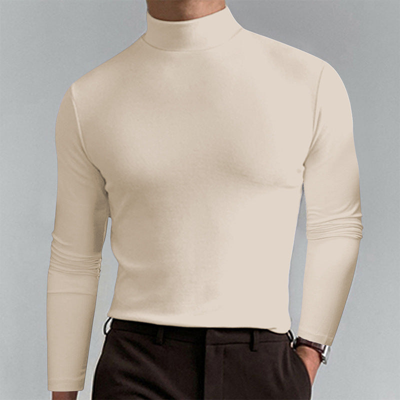 Herren Elegantes Langarm-T-Shirt mit hohem Kragen Heidi-Mode