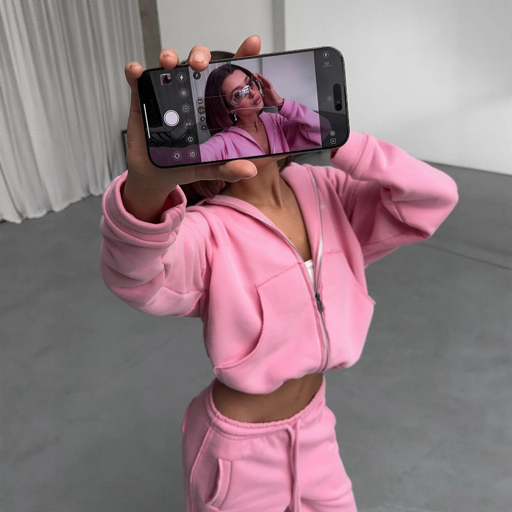 Damen lässiger Oversized Hoodie und bequeme Jogginghose mit modischen Details Heidi-Mode