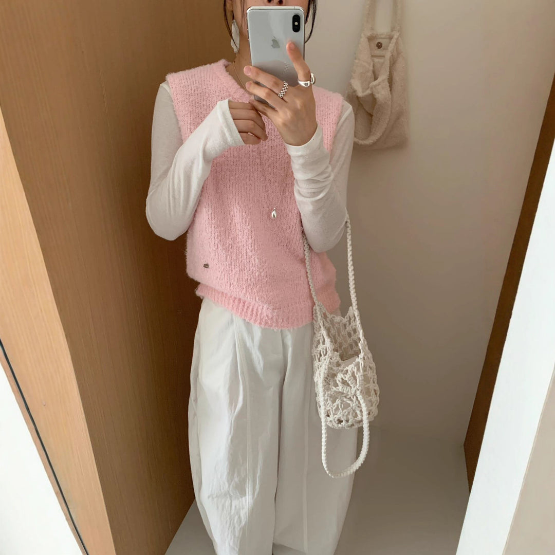 Damen Strickweste mit weichem, flauschigem Material und modernem Schnitt Heidi-Mode