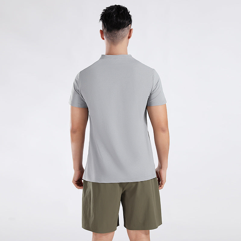 Herren Sport T-Shirt mit atmungsaktiven Eigenschaften und praktischem Reißverschluss Heidi-Mode