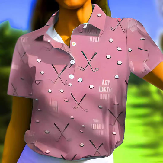 Damen Poloshirt mit modernem Golf-Muster und bequemem Schnitt Heidi-Mode