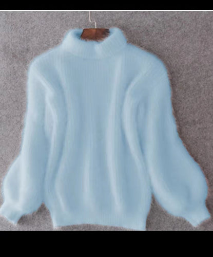 Damen Flauscher Rollkragenpullover mit Puffärmeln und strukturiertem Design Heidi-Mode