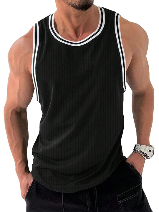 Herren Sportliches ärmelloses Tanktop mit atmungsaktivem Material und modernem Rippendesign Heidi-Mode