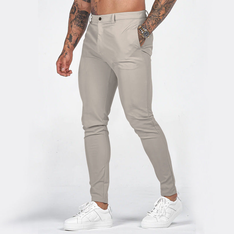 Herren elegante Slim-Fit Chinohose mit elastischem Bund und praktischen Taschen Heidi-Mode