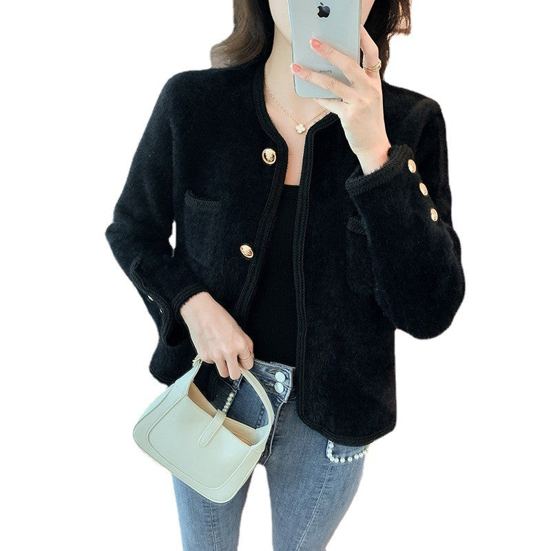 Damen elegante Strickjacke mit goldenen Knöpfen Heidi-Mode