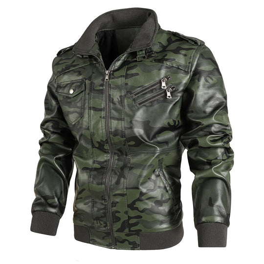 Herren camouflage Freizeitjacke mit stylischen Reißverschlusstaschen Heidi-Mode
