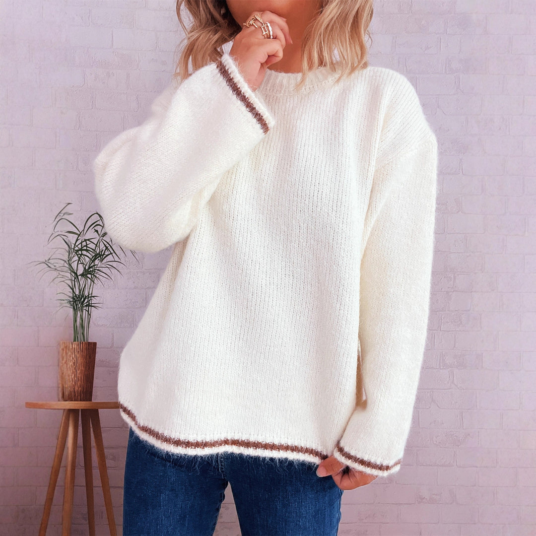 Damen lässiger Wohlfühlpullover mit blockfarbenem Design Heidi-Mode