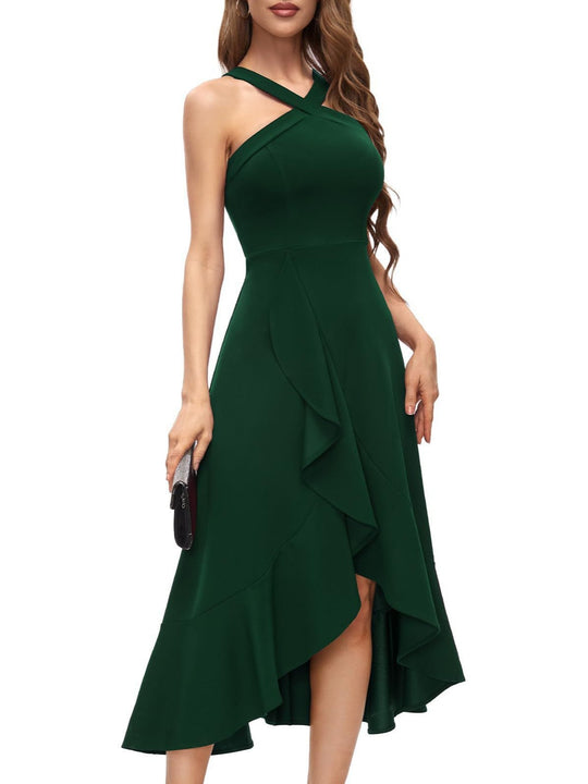 Damen Asymmetrisches Langen Abendkleid mit Drapierung Heidi-Mode