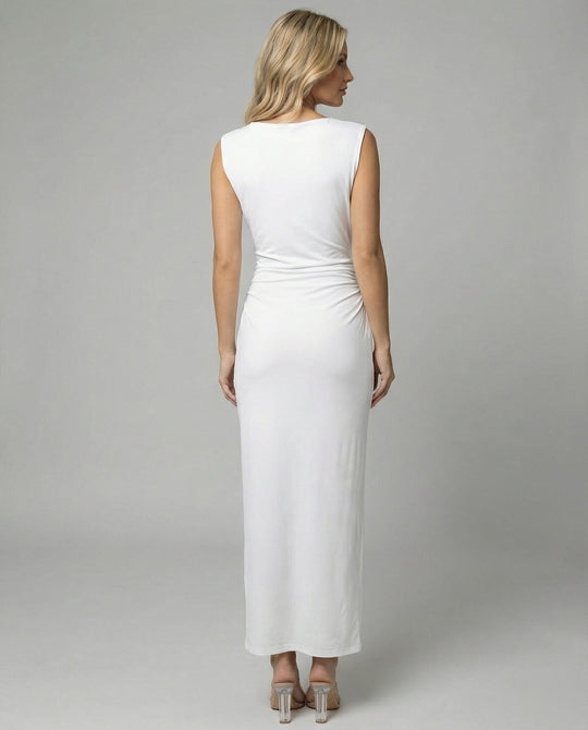 Damen Satin Maxikleid mit Drapierungen