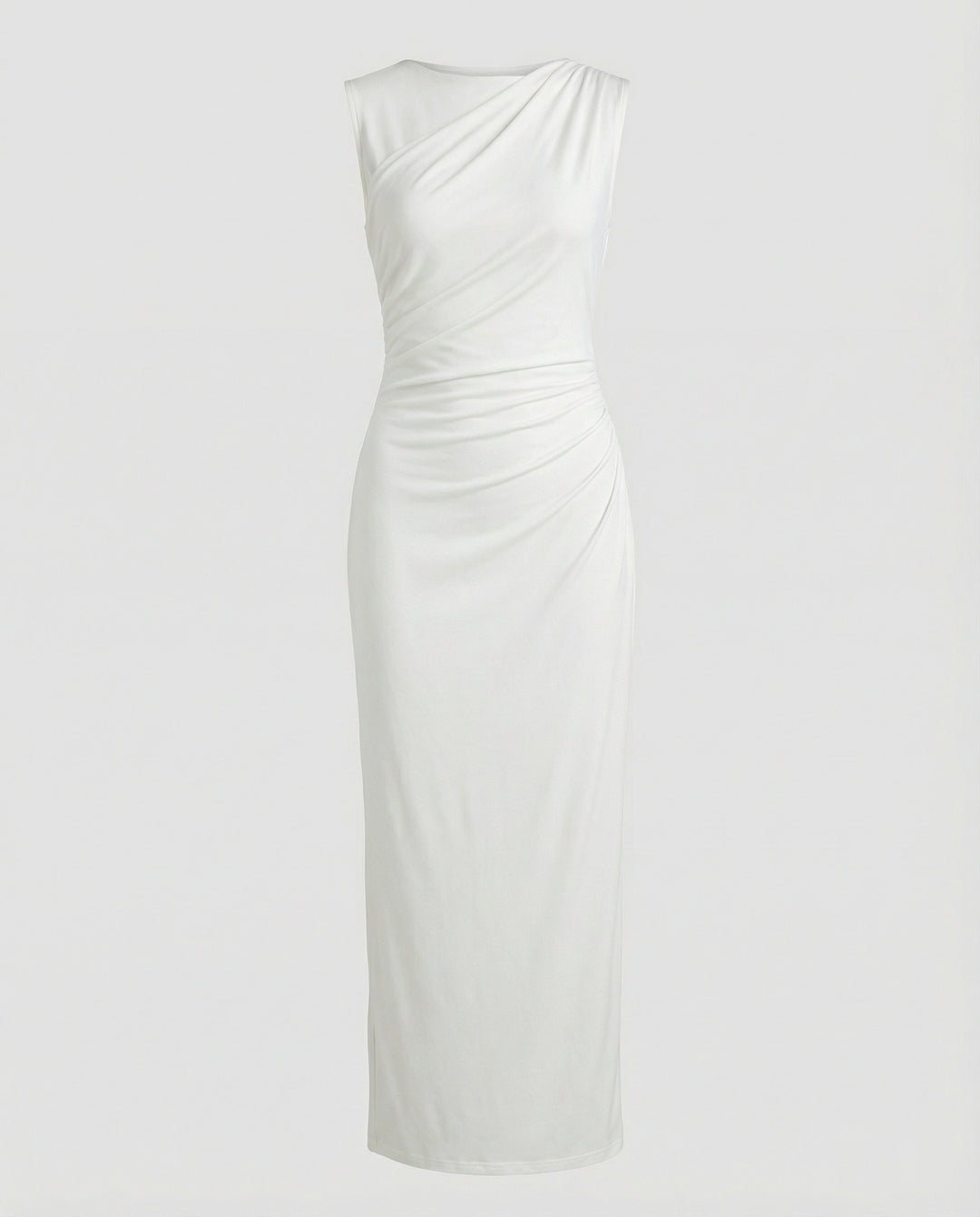 Damen Satin Maxikleid mit Drapierungen