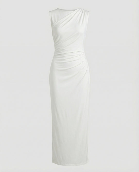 Damen Satin Maxikleid mit Drapierungen