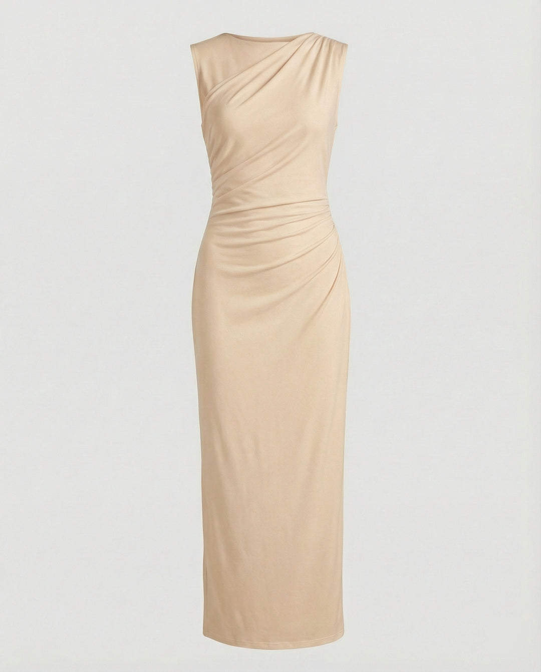 Damen Satin Maxikleid mit Drapierungen