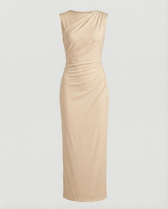 Damen Satin Maxikleid mit Drapierungen