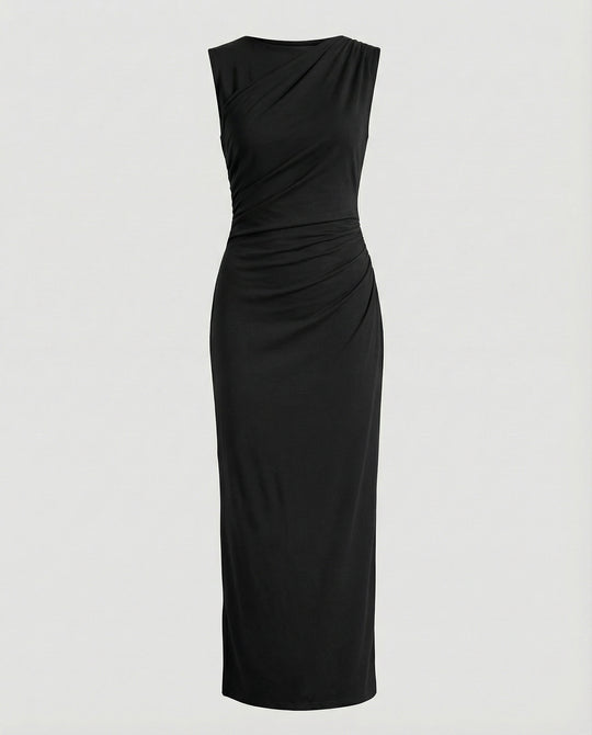 Damen Satin Maxikleid mit Drapierungen