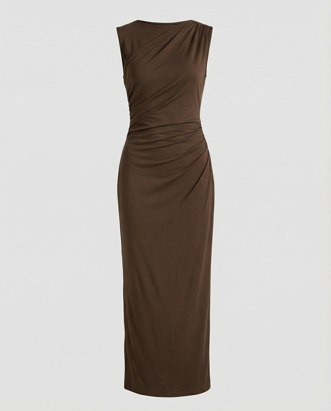 Damen Satin Maxikleid mit Drapierungen