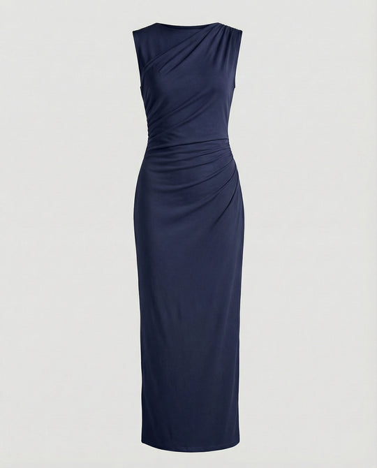 Damen Satin Maxikleid mit Drapierungen