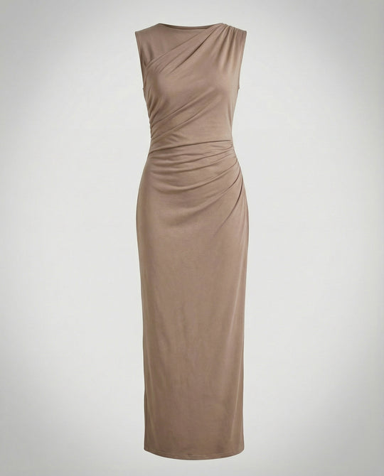 Damen Satin Maxikleid mit Drapierungen