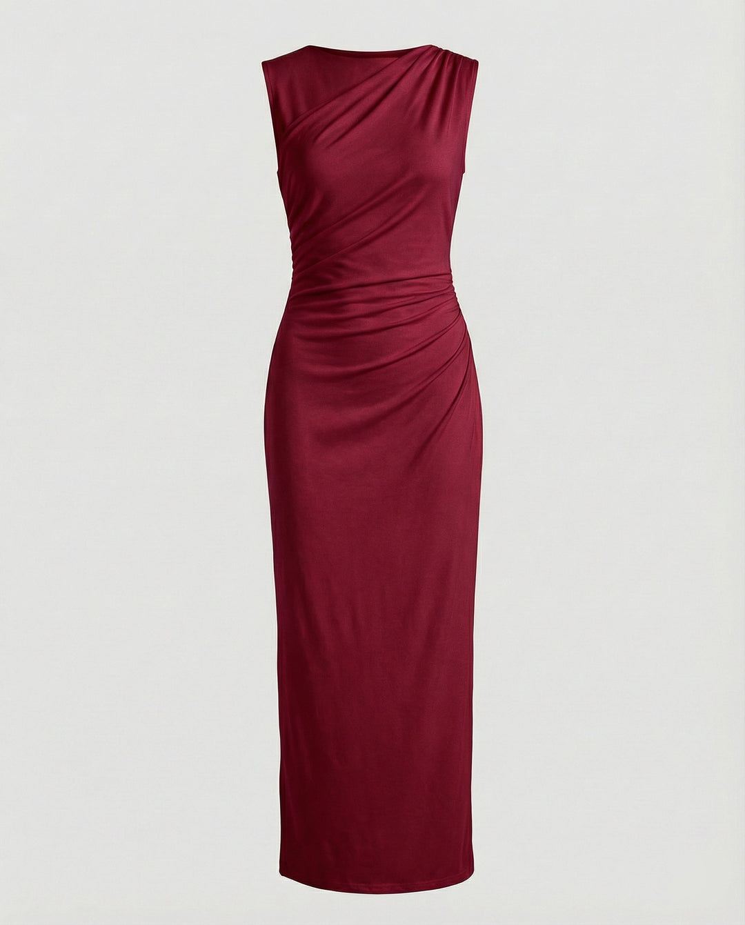 Damen Satin Maxikleid mit Drapierungen