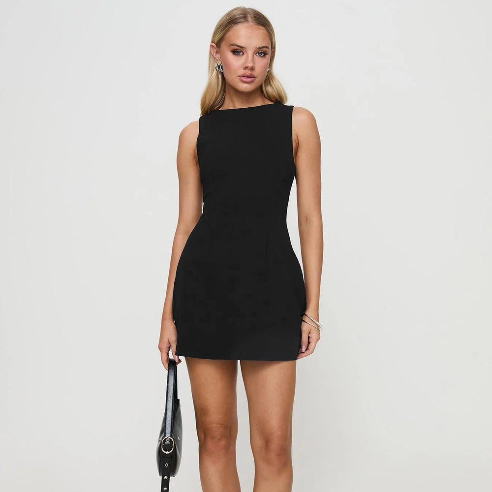 Damen schickes A-Linien-Kleid mit elegantem U-Ausschnitt Heidi-Mode