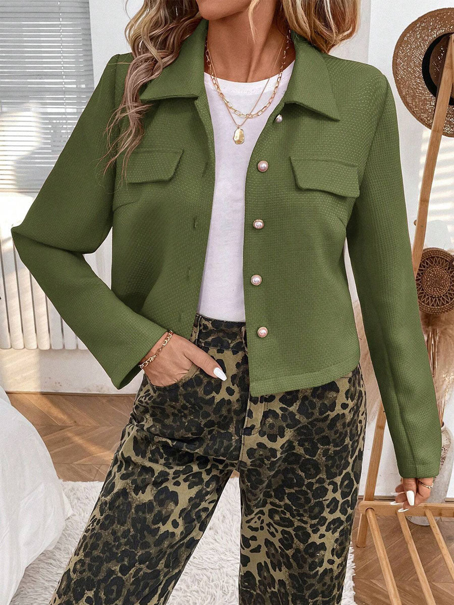 Damen modische Jacke mit strukturierten Stoff und praktischen Taschen Heidi-Mode