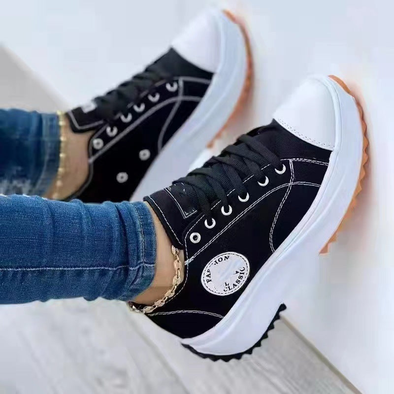 Damen Sportliche Canvas Sneakers im urbanen Design mit Gummisohle Heidi-Mode