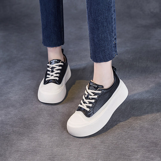 Damen Chunky Plateau Schnürsneaker mit strukturiertem Obermaterial Heidi-Mode