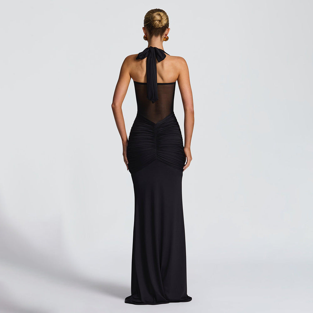 Damen Elegantes Maxikleid mit raffinierten Drapierungen Heidi-Mode