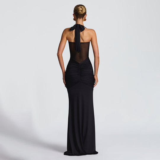Damen Elegantes Maxikleid mit raffinierten Drapierungen Heidi-Mode