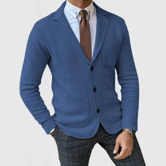 Herren Strickblazer mit Knopfleiste und praktischen Taschen Heidi-Mode