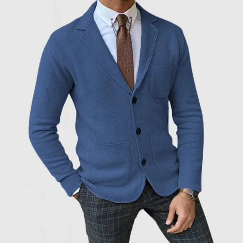 Herren Strickblazer mit Knopfleiste und praktischen Taschen Heidi-Mode