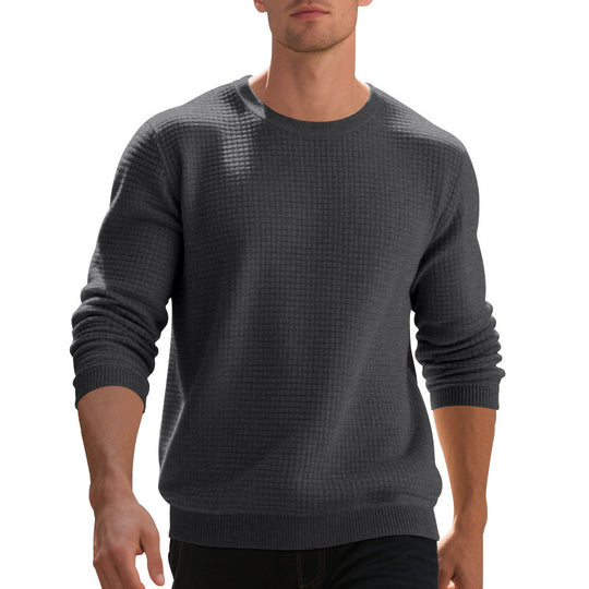 Herren warmer Pullover mit strukturiertem Gewebe und Rundhalsausschnitt Heidi-Mode