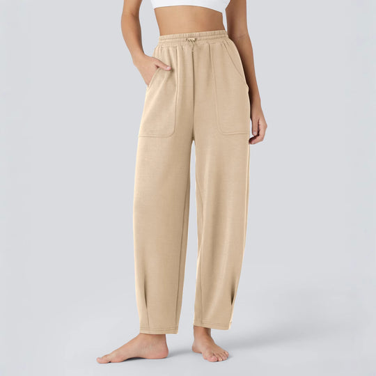 Damen weite Freizeithose mit elastischem Bund und praktischen Taschen Heidi-Mode