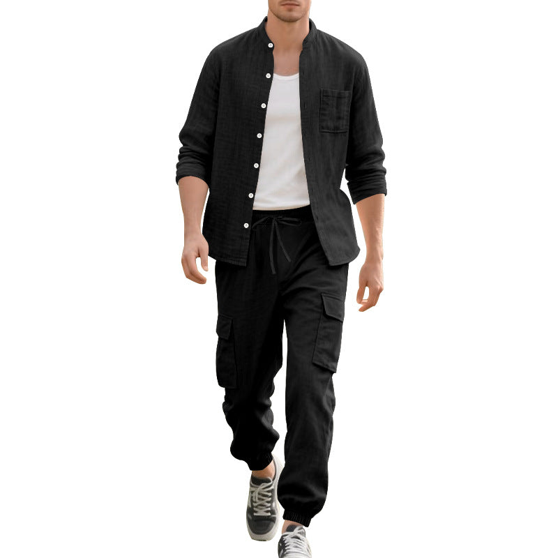 Herren lässiges Leinen-Set mit praktischen Taschen und atmungsaktiver Stoffqualität Heidi-Mode