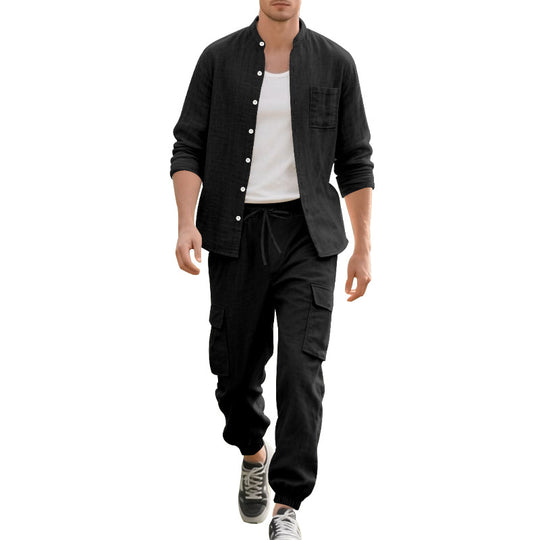 Herren lässiges Leinen-Set mit praktischen Taschen und atmungsaktiver Stoffqualität Heidi-Mode