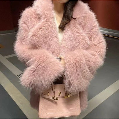 Damen Flauschige Kunstpelzjacke mit weiter Silhouette Heidi-Mode